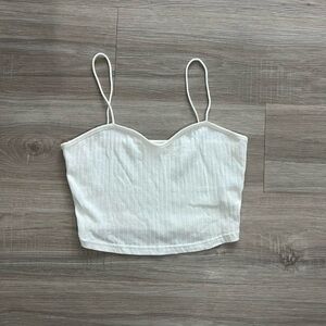 White sweetheart spaghetti strap crop top